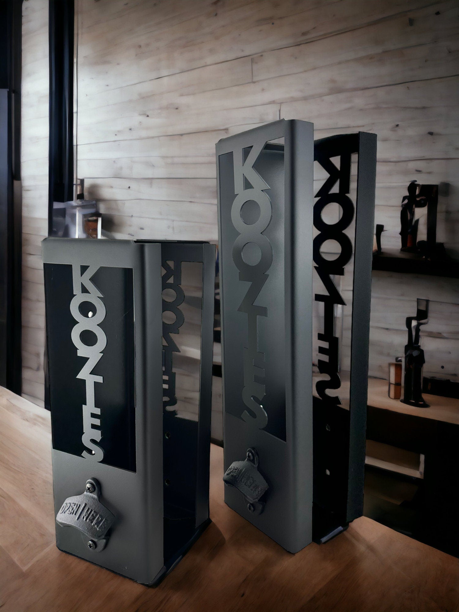 Can Kooler Holder - Metal Wall Mount with Bottle Opener