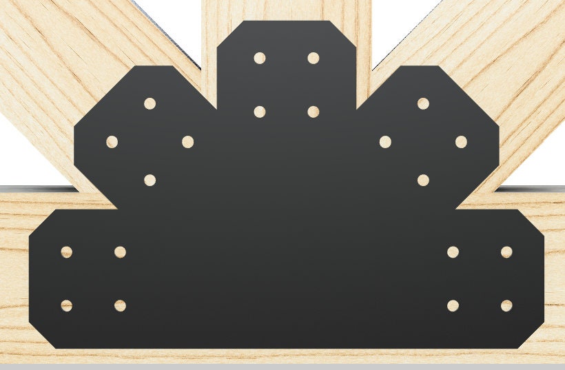 Chamfered Design Dog Eared Timber Truss Brackets for 8x8 Posts, 8" Timber Truss Brackets, 8x8 Fan Bracket