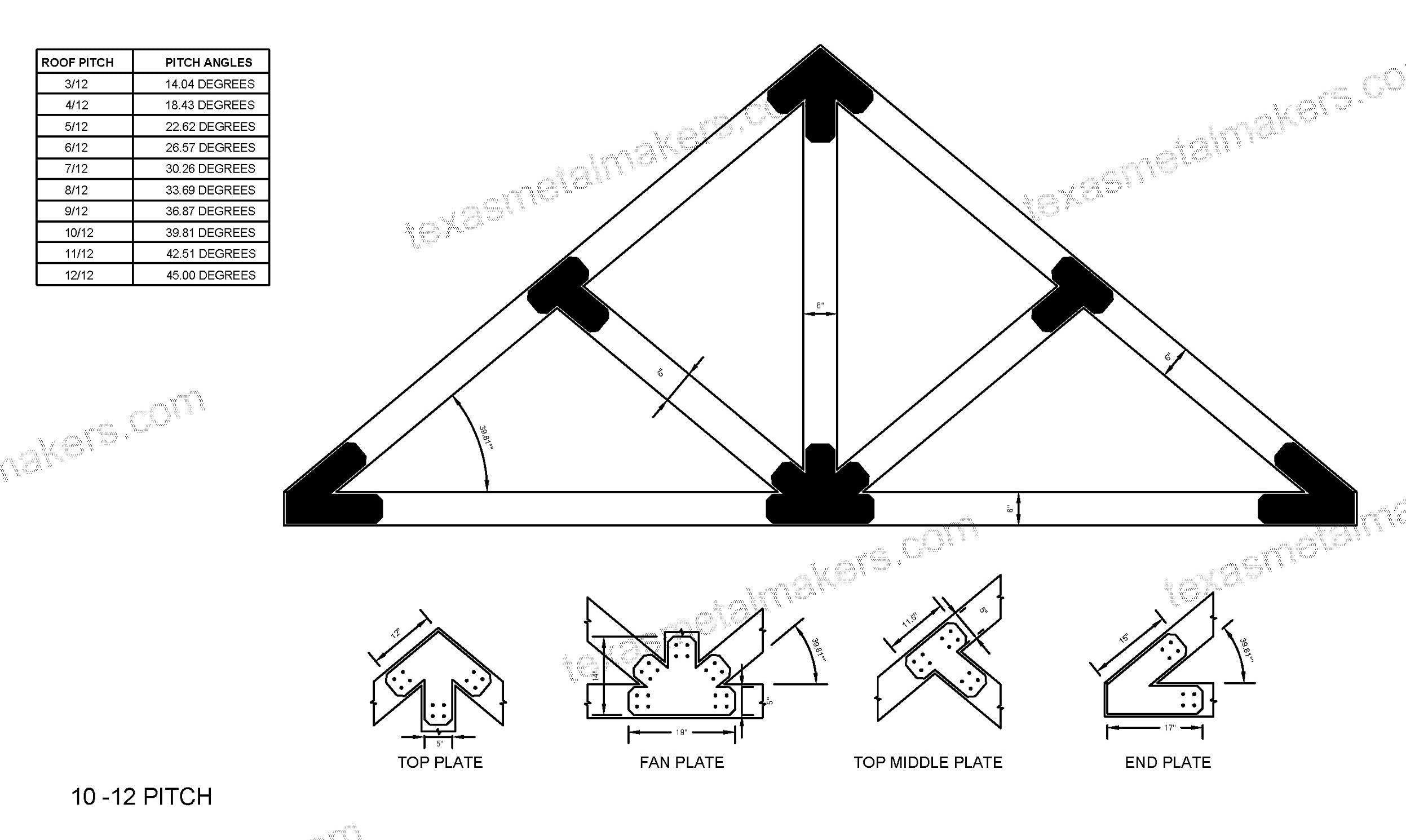Chamfered Design Dog Eared Timber Truss Brackets for 6x6 Posts, 6" Timber Truss Brackets