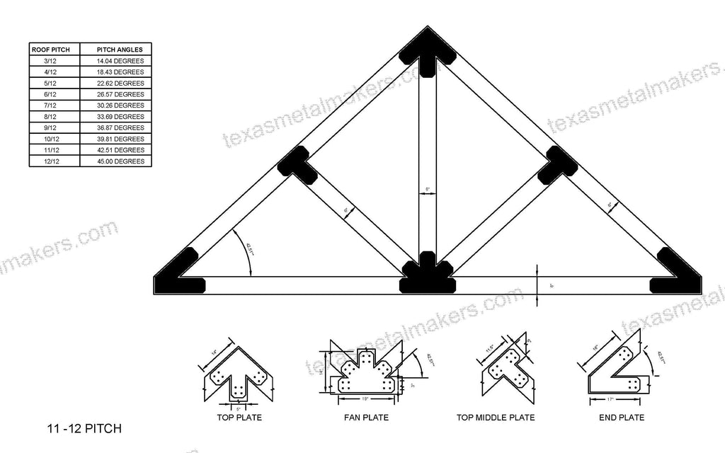 6x6 Chamfered Design Dog Eared Timber Truss Brackets for 6x6 Posts, 6" Timber Truss Brackets, 6x6 Timber Fan Bracket
