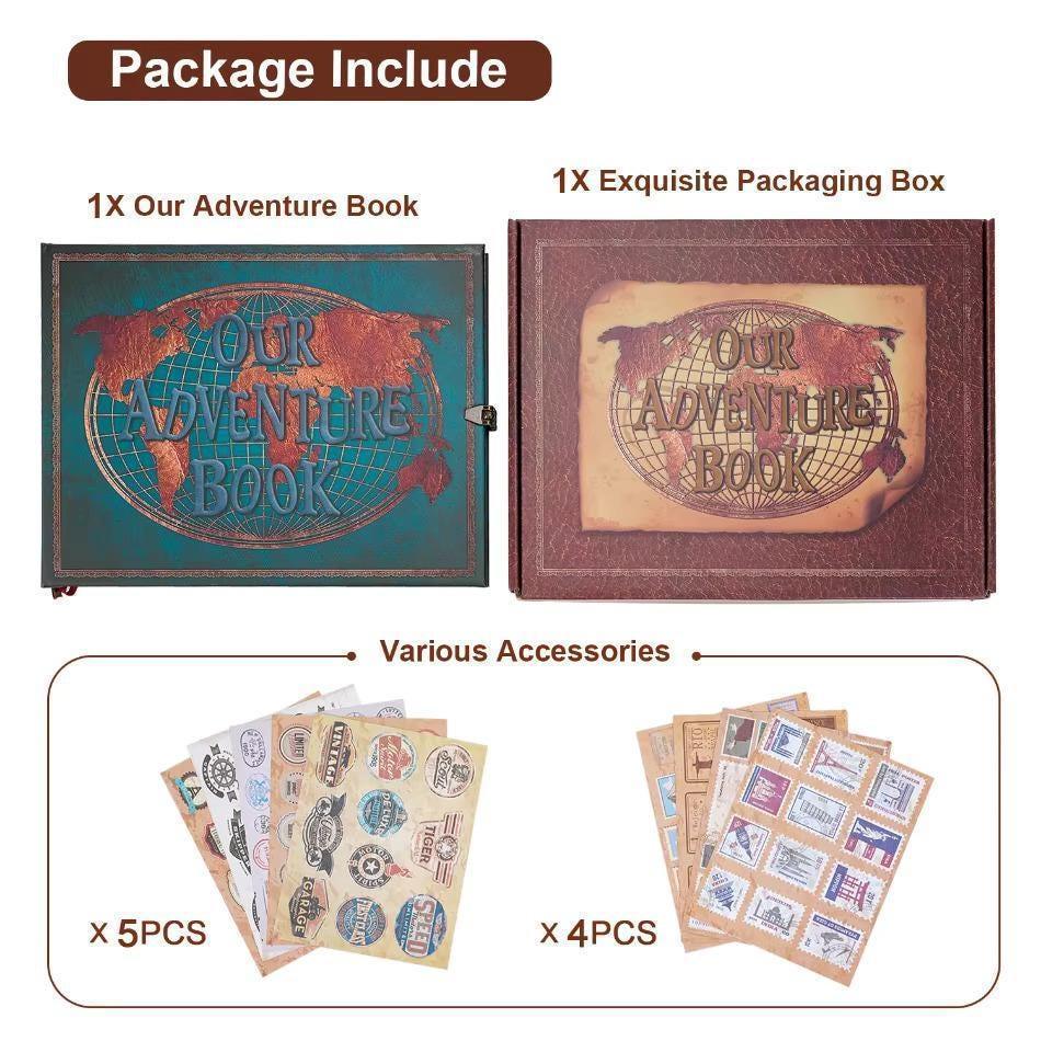 Our Adventure Book: Retro Leather Travel Photo Album, Scrapbook, Image Memory Journal, Keepsake Diary