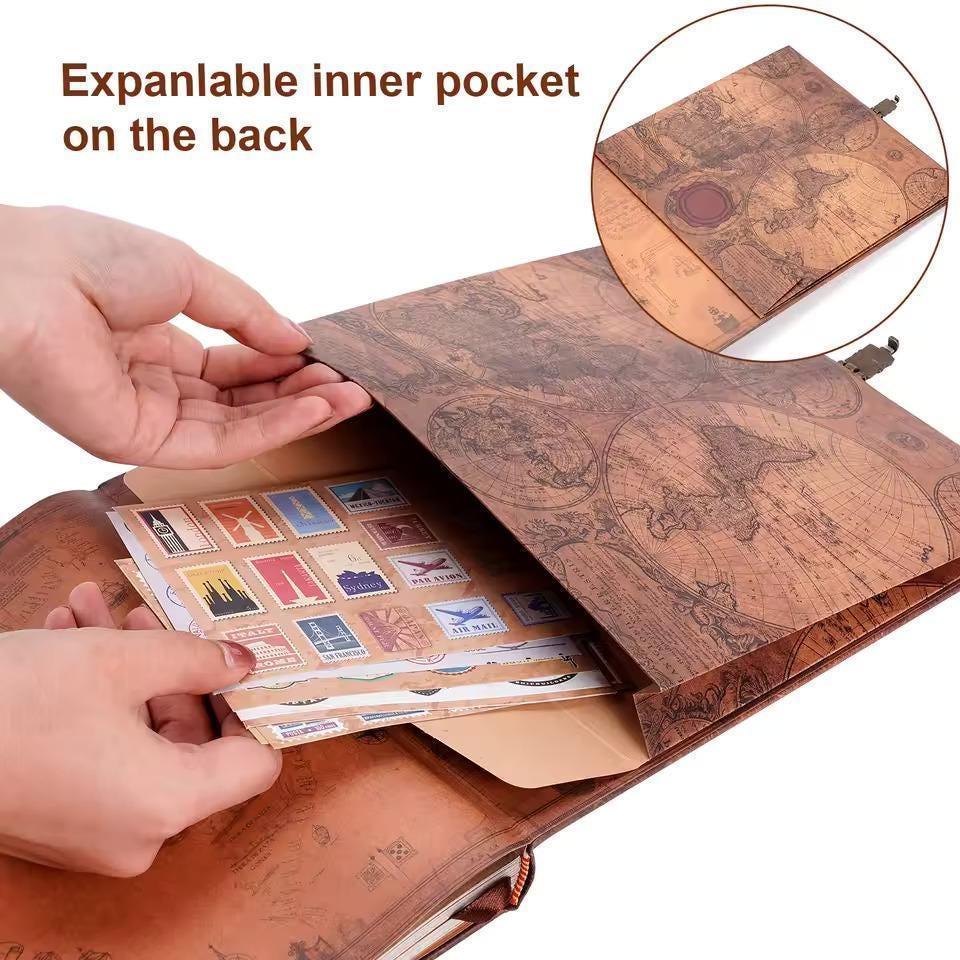 Our Adventure Book: Retro Leather Travel Photo Album, Scrapbook, Image Memory Journal, Keepsake Diary