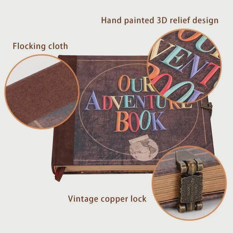 Our Adventure Book Scrapbook Album - Vintage Travel Memory Photo Journal, Wedding Anniversary, Birthday Gift