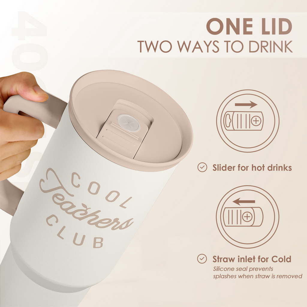 White Teacher Slidemate | Slider Tumbler with Handle 40oz