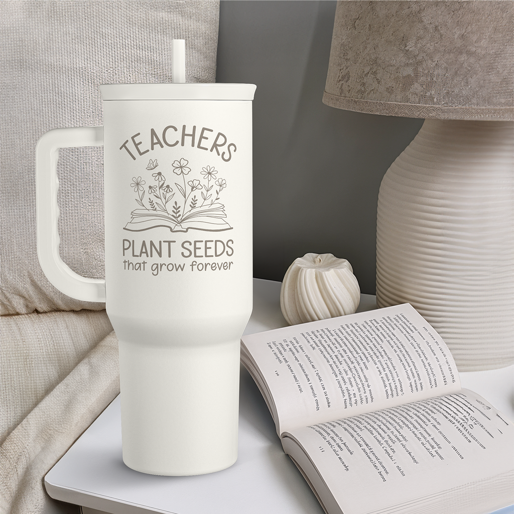 White Teacher Slidemate | Slider Tumbler with Handle 40oz