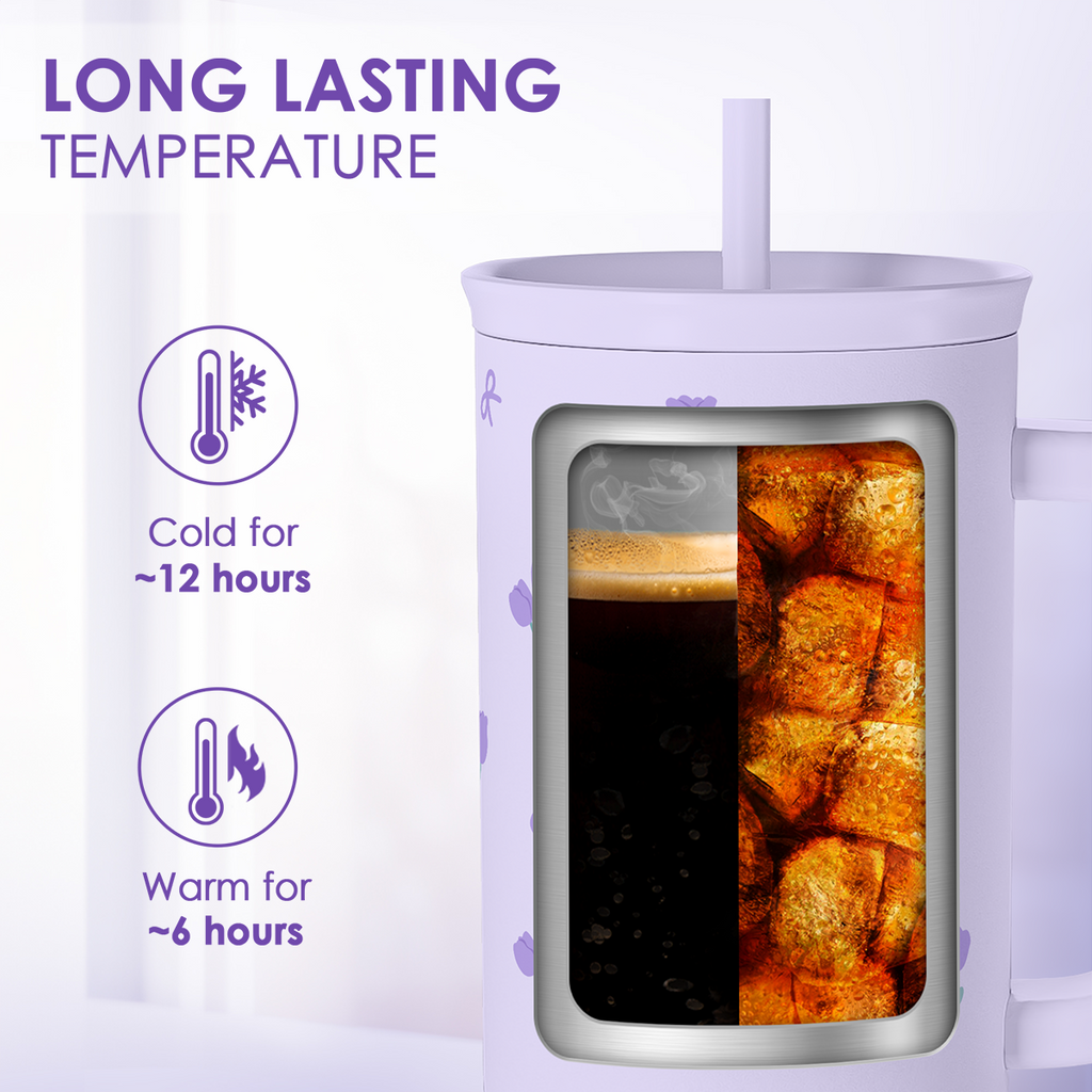 Purple Floral Slidemate | Slider Tumbler with Handle 40oz