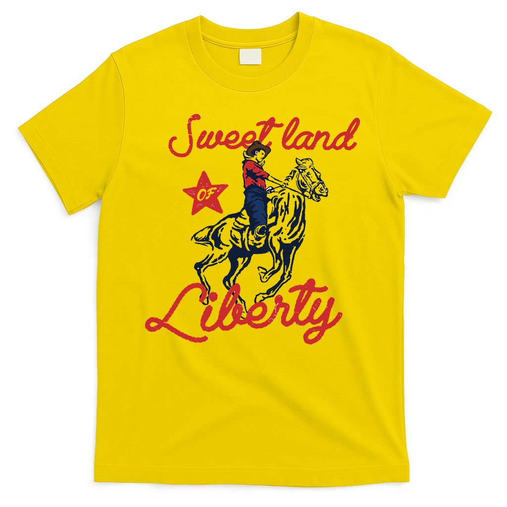 Liberty City Cowboy 4th Of July Sweet Land Liberty Cowboy T-Shirt