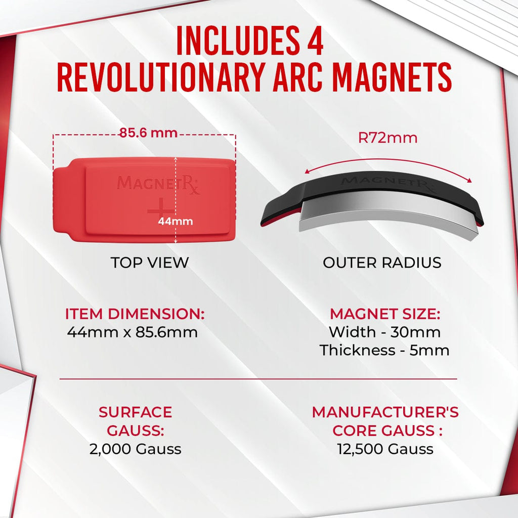 Biomagnetic Therapy Arc Magnets — Neodymium & Silicone (4 Curved Magnets)