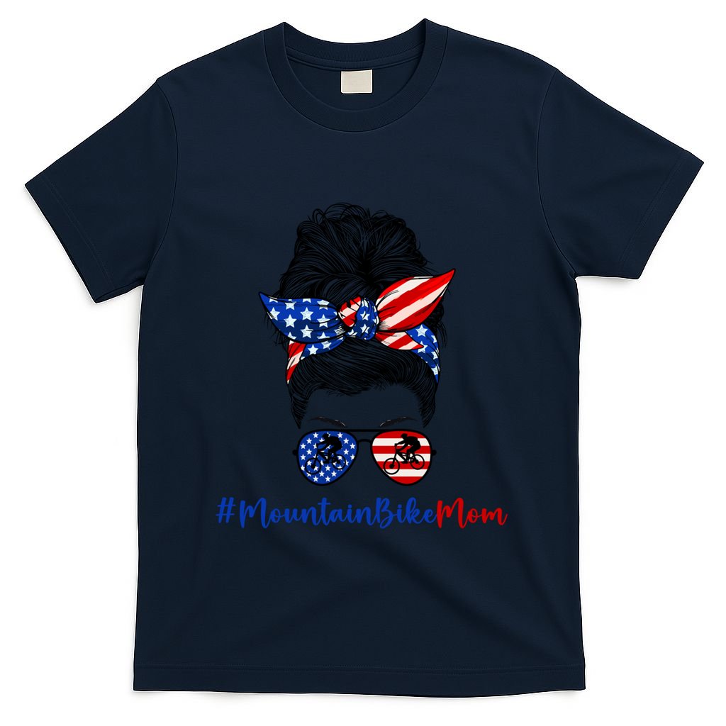 Mountain Bike Mom Mtb Biker Mountain Biking Mom 4th Of July Great Gift T-Shirt