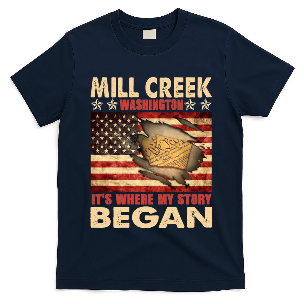 Mill Creek Washington Usa Flag 4th Of July Meaningful Gift T-Shirt