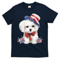 Maltese Dog Puppy USA Flag American Dogs Patriotic 4th Of July T-Shirt