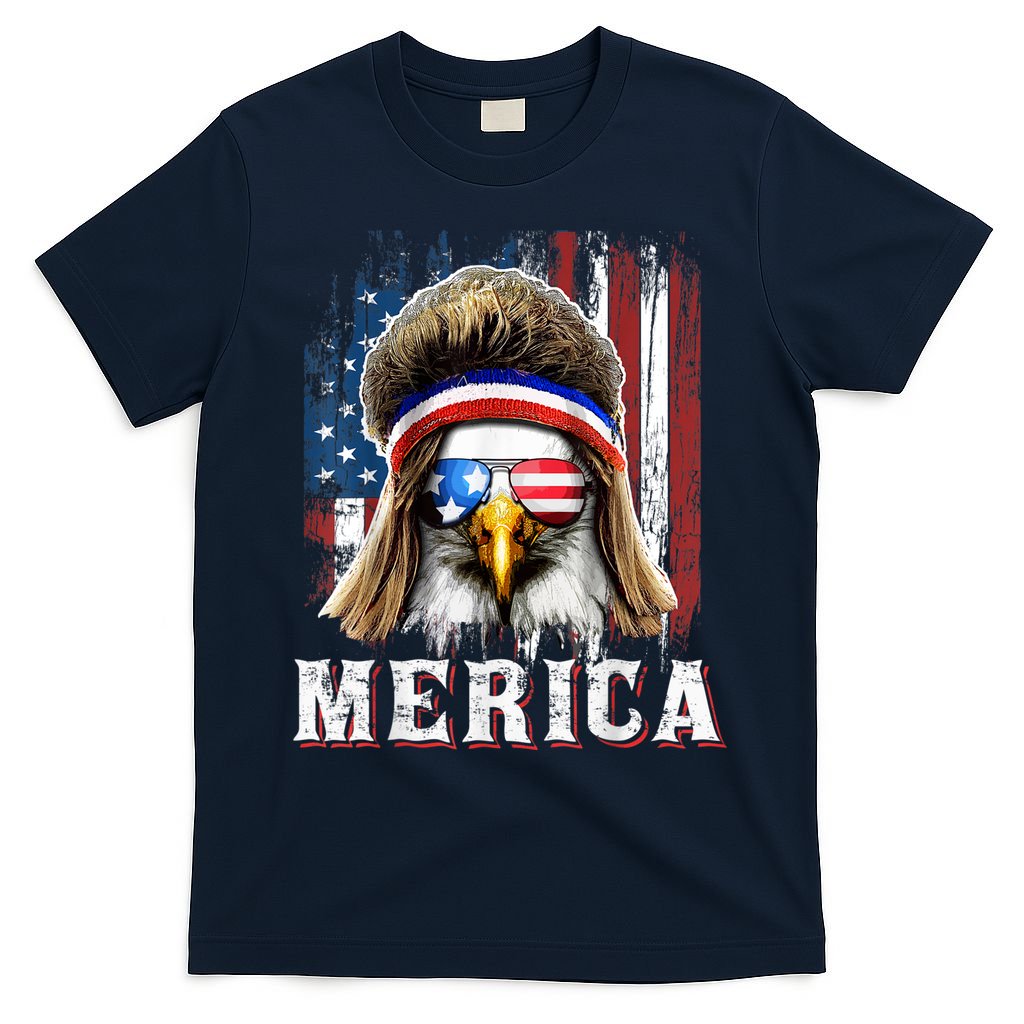Merica Eagle Mullet 4th Of July American Flag Stars Stripes T-Shirt