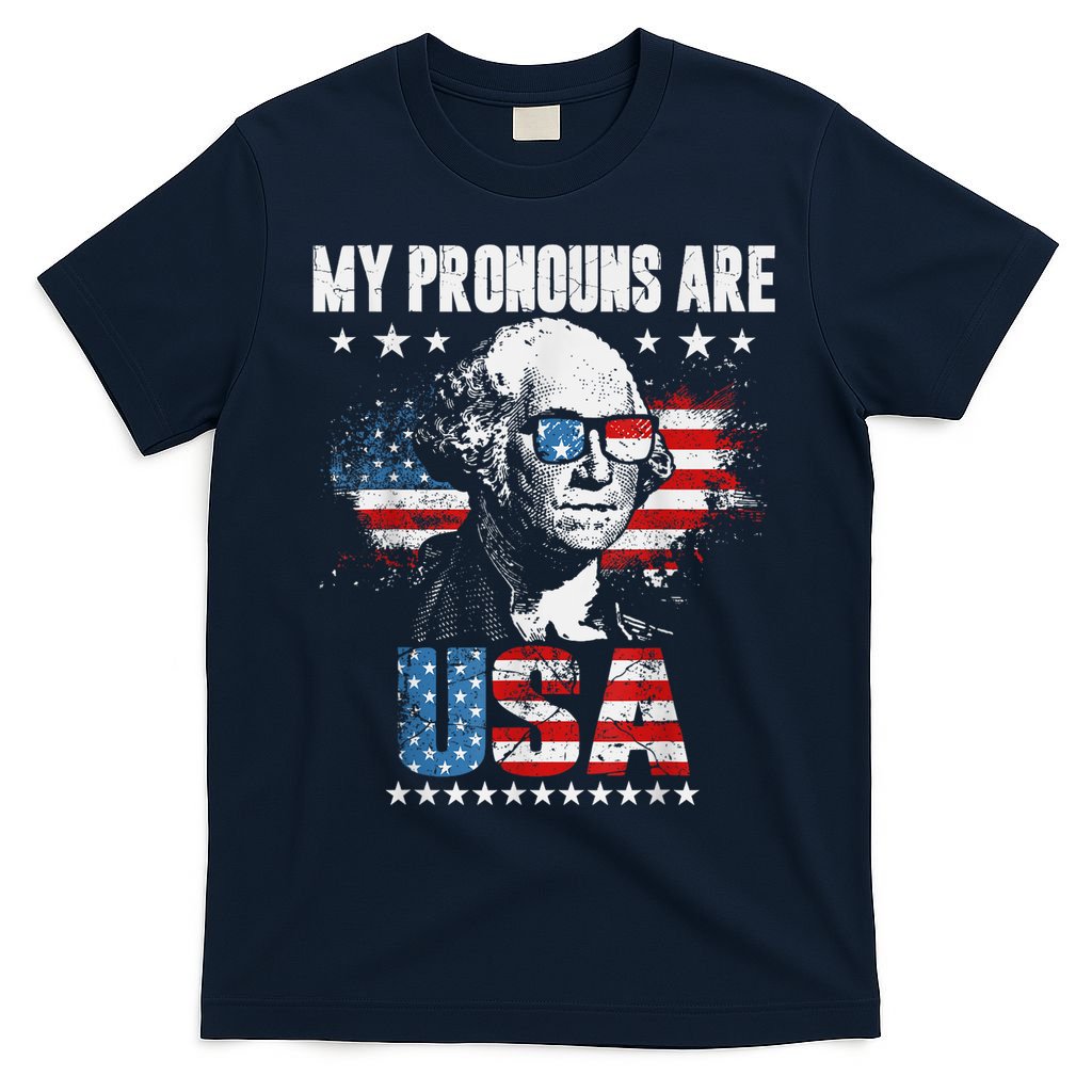 My Pronouns Are USA George Washington 4th Of July US American Flag T-Shirt