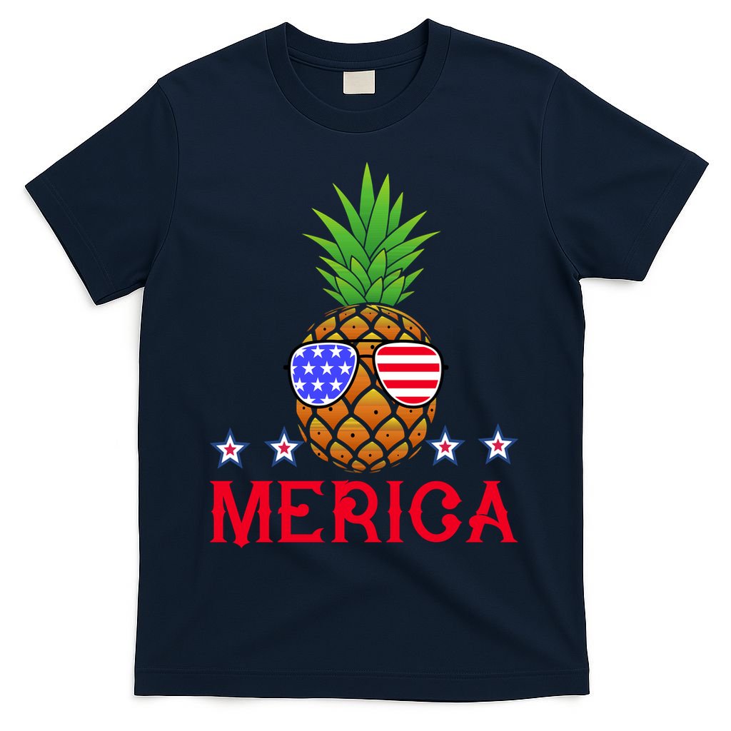 Merica Pineapple Shade Stars And Stripes Funny 4th Of July USA T-Shirt