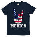 Merica Rock On Rock Sign Usa American Flag 4th Of July T-Shirt