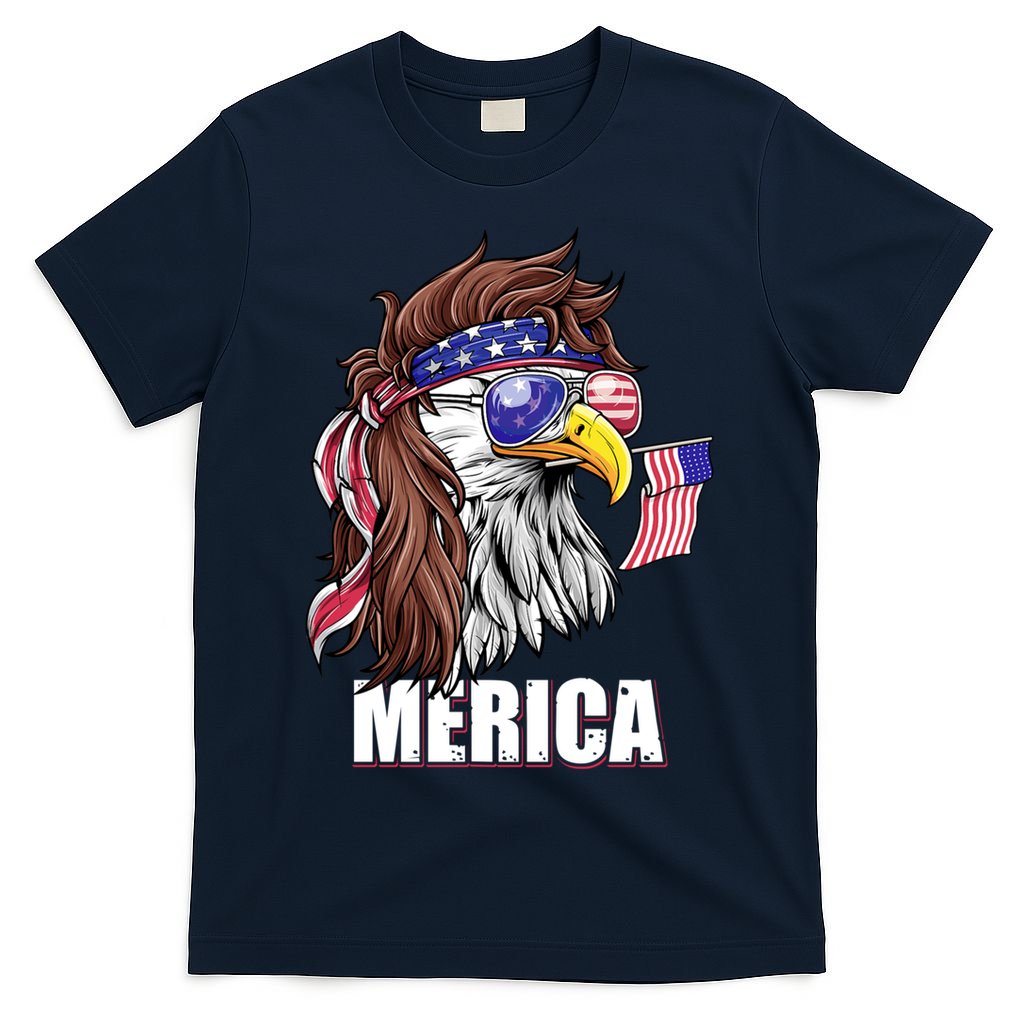 Patriotic Bald Eagle Mullet USA American Flag 4th Of July T-Shirt