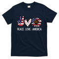 Peace Love America US Flag Fourth Womens 4th Of July Patriot T-Shirt