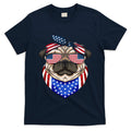 Patriotic Pug 4th Of July Cute Dog American Flag Sunglasses T-Shirt