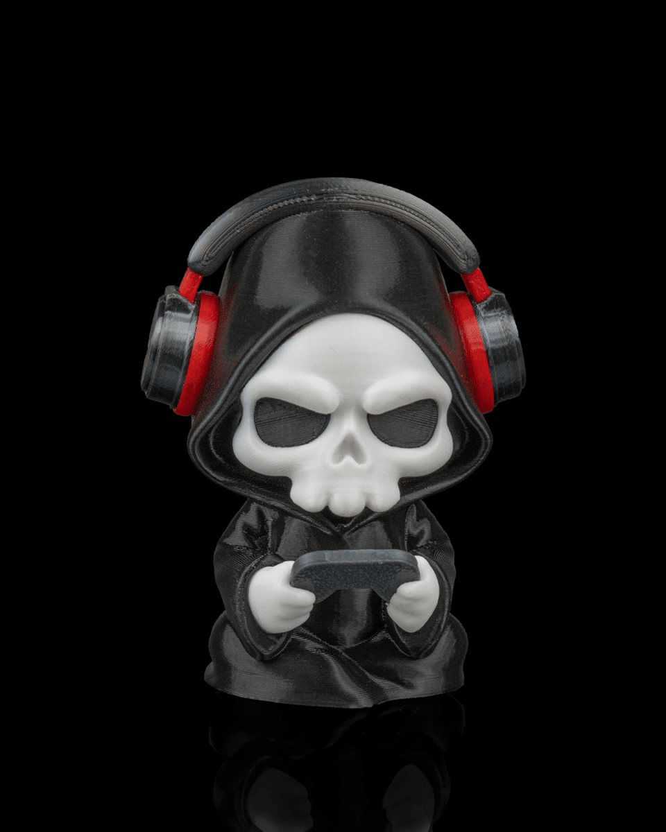 Press F - Gamer Grim Reaper Figurine (3D Printed, Multi Color or DIY)