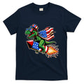 Patriotic T Rex Riding Firework 4th Of July T-Shirt