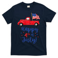 Red Truck With American Flag Happy 4th Of July T-Shirt