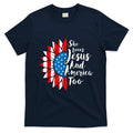 She Loves Jesus And America Too 4th Of July Sunflower T-Shirt