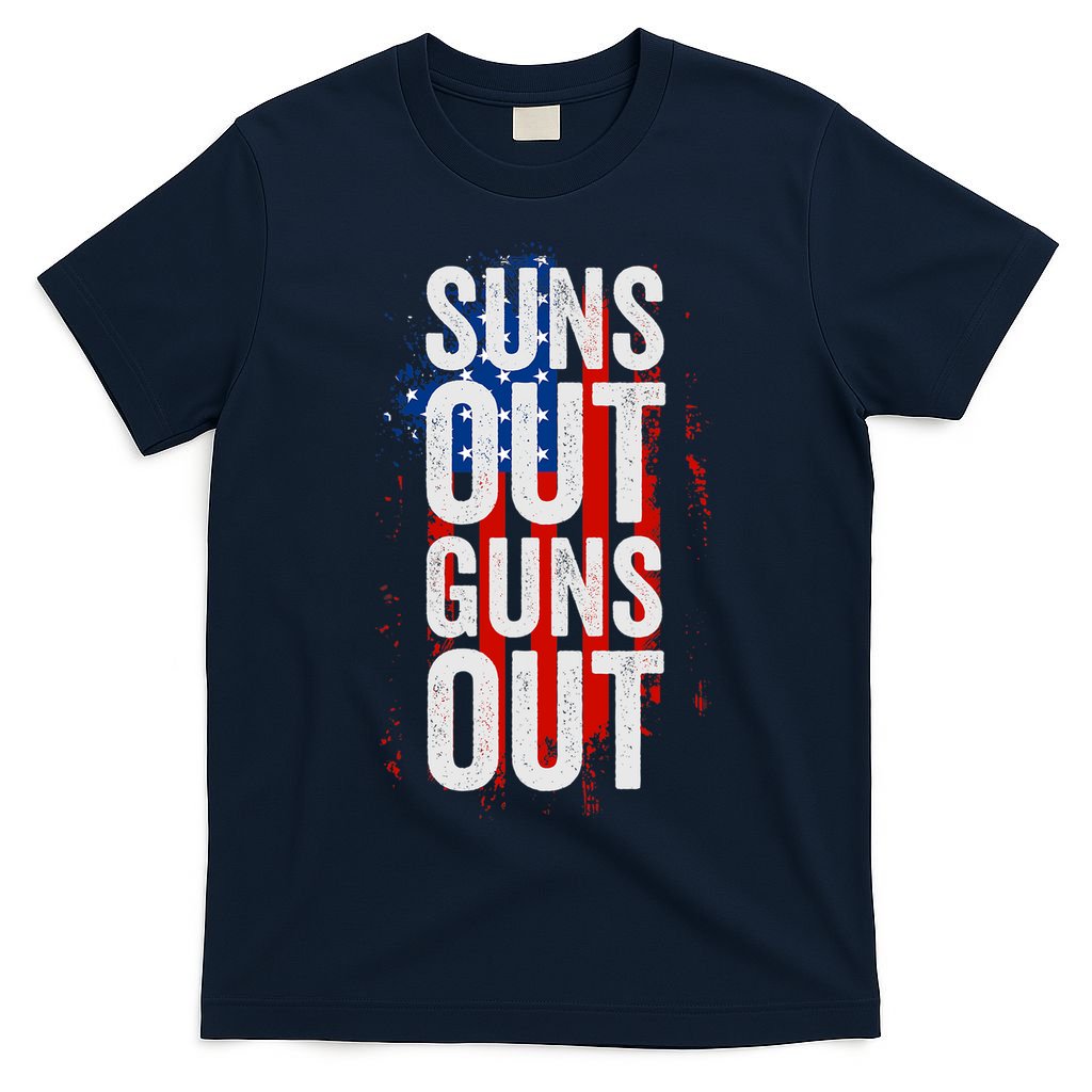 Suns Out Guns Out Tank Top Men Women 4th Of July USA Flag T-Shirt