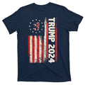 Trump 2024 Election 45 47 Vintage American Flag T-Shirt