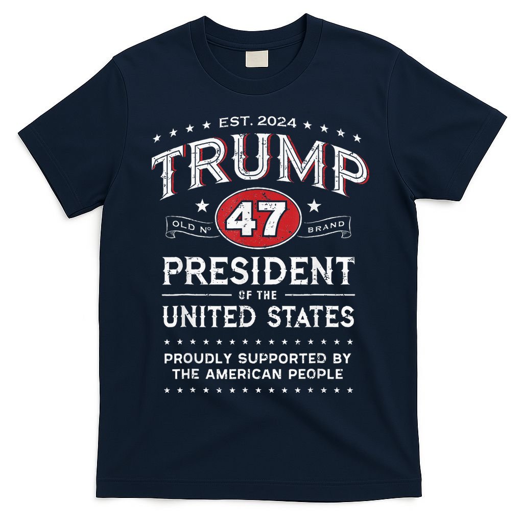 Trump 47th President Vintage Whiskey Label Fun Trump 2024 T-Shirt