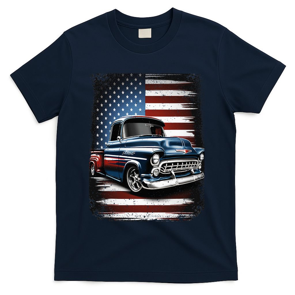 Truck American Flag 4th Of July Patriotic T-Shirt