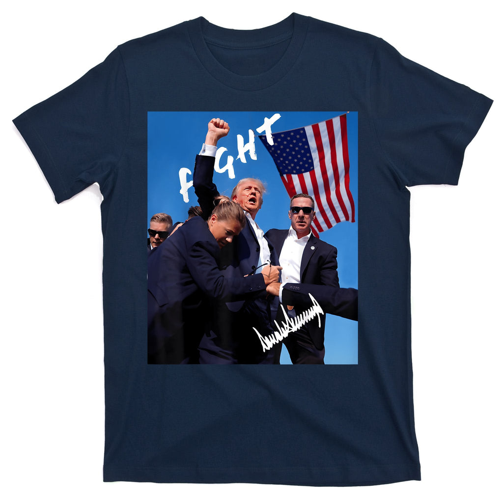 Trump Fight With Fist In Air Facsimile Signature T-Shirt