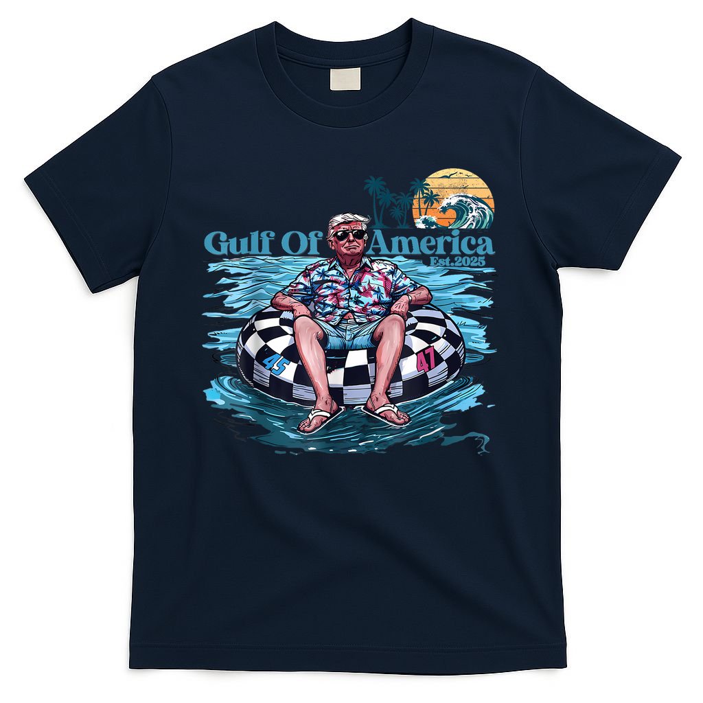 Trump Gulf Of Us America Est 2025 Retro Vintage Sunset T-Shirt