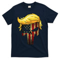 Trump Hair Skull 4th Of July Trump Us Flag Gift T-Shirt