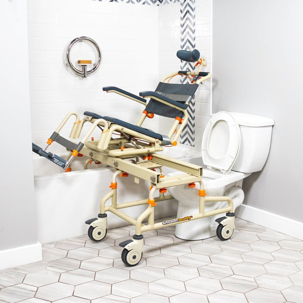 Tub Buddy Shower Chair Over the Bath with Tilt