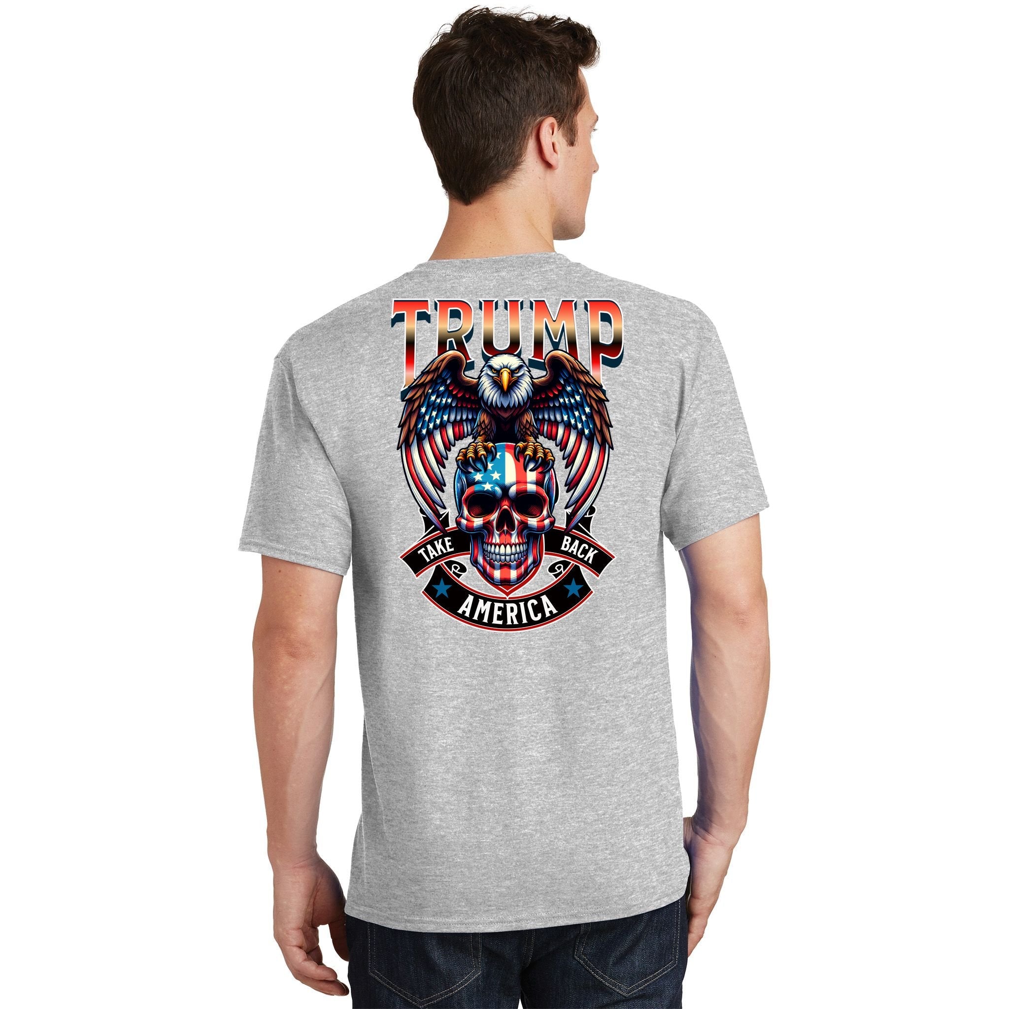 Trump Usa Skull Eagle Front And Back Logo T-Shirt