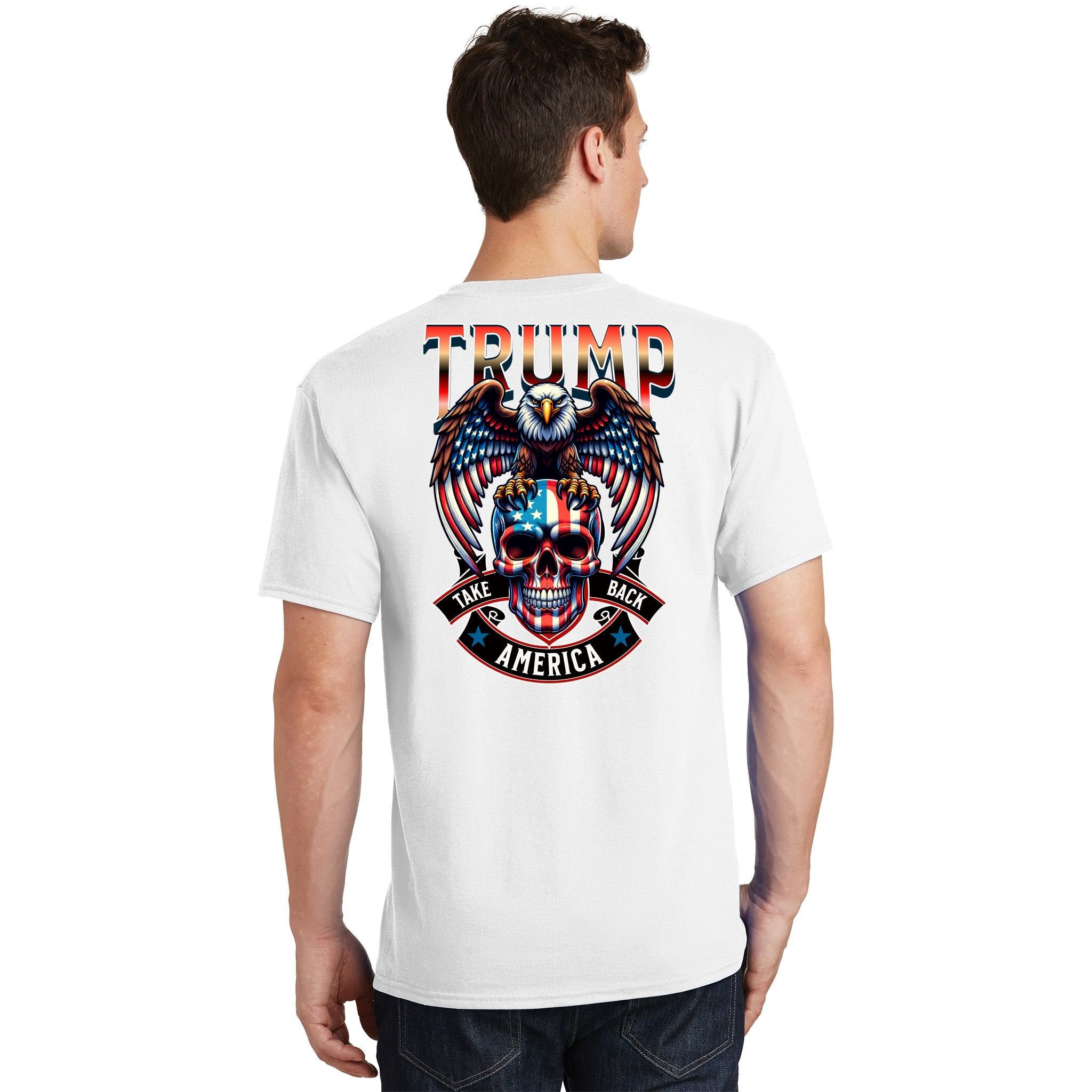 Trump Usa Skull Eagle Front And Back Logo T-Shirt