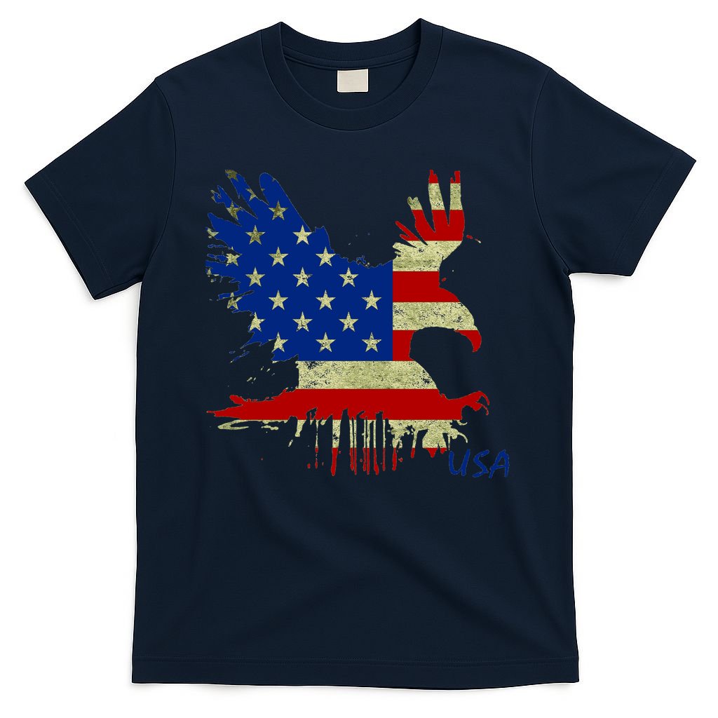 USA Bald Eagle Flag Drip 4th of July T-Shirt