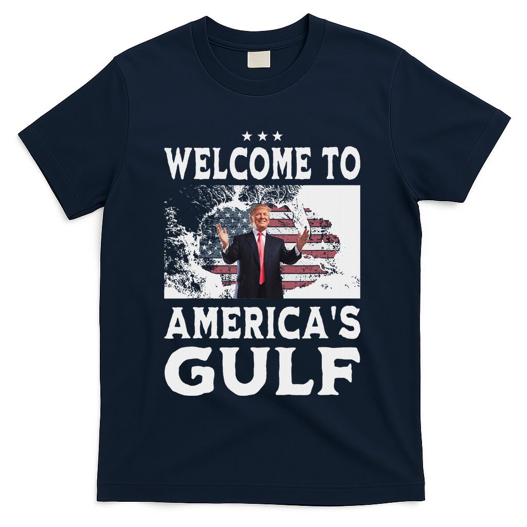 Vintage American Flag Welcome To AmericaS Gulf Trump T-Shirt