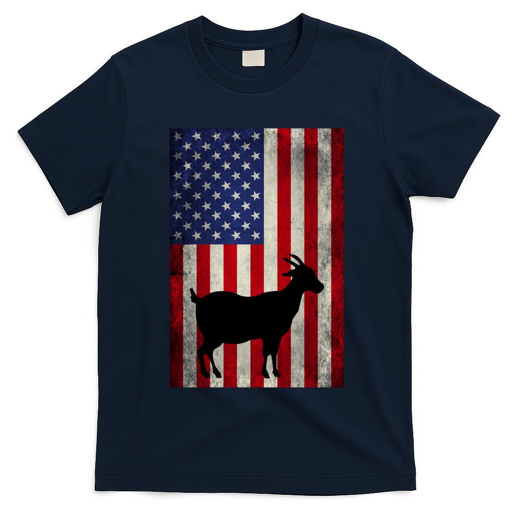 Vintage American Flag Goat 4th Of July Patriotic Gift T-Shirt